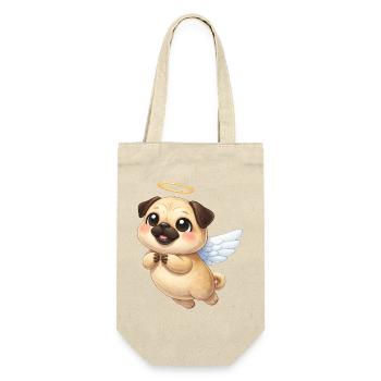 Ange de dessin animé carlin mignon avec des ailes - Sac à bouteille - nature - Devant
