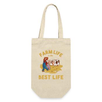 Farm Life Is The Best Life – Lustiges Bauer Design - Geschenkbeutel für Flaschen - Natur - Vorne