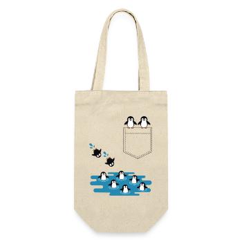Penguin Jump Into The Water Pocket Design - Gift Bag for Bottles - nature - Front