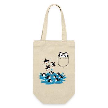 Penguin Jump Into The Water Pocket Design - Gift Bag for Bottles - nature - Front