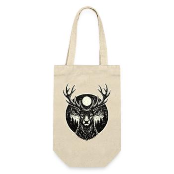 Forest Spirit – Hirsch im Woodcut Stil - Geschenkbeutel für Flaschen - Natur - Vorne