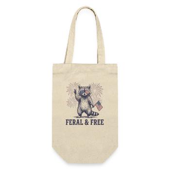 Wilder und freier Waschbär – Lustiges patriotische - Geschenkbeutel für Flaschen - Natur - Vorne