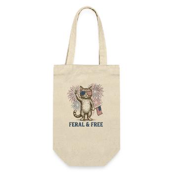 Wild and Free Cat – Funny Patriotic Cat - Gift Bag for Bottles - nature - Front