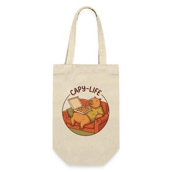 Capybara sofa with pizza cozy animal motif - Gift Bag for Bottles - nature - Front