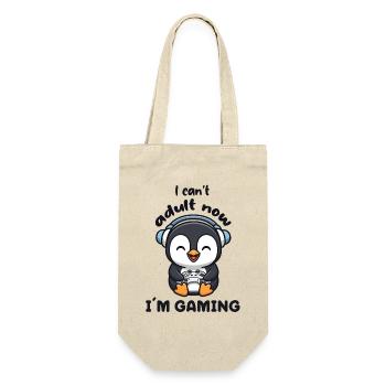 I cant Adult now I'm Gaming funny Gamer Penguin - Geschenkbeutel für Flaschen - Natur - Vorne
