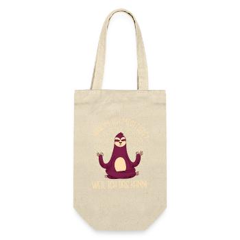 Meditierendes Faultier Yoga Spruch Meditation - Geschenkbeutel für Flaschen - Natur - Vorne
