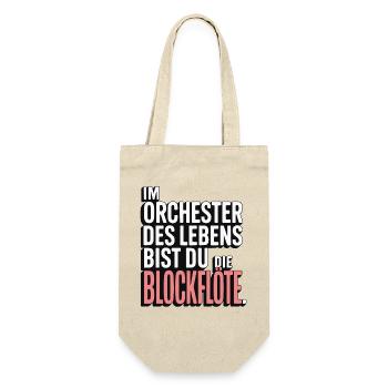 Orchester des Lebens Blockflöte Design - Geschenkbeutel für Flaschen - Natur - Vorne