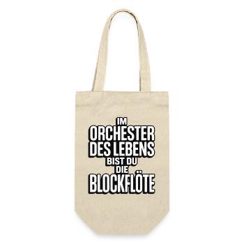 Orchester des Lebens Blockflöte Design - Geschenkbeutel für Flaschen - Natur - Vorne