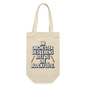 Orchester des Lebens Blockflöte Design - Geschenkbeutel für Flaschen - Natur - Vorne