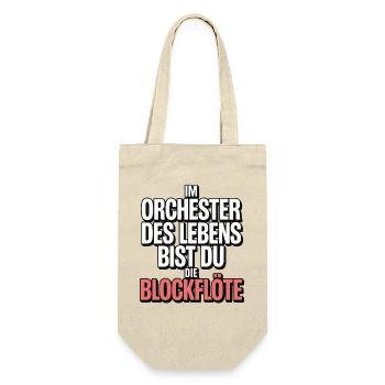 Orchester des Lebens Blockflöte Design - Geschenkbeutel für Flaschen - Natur - Vorne