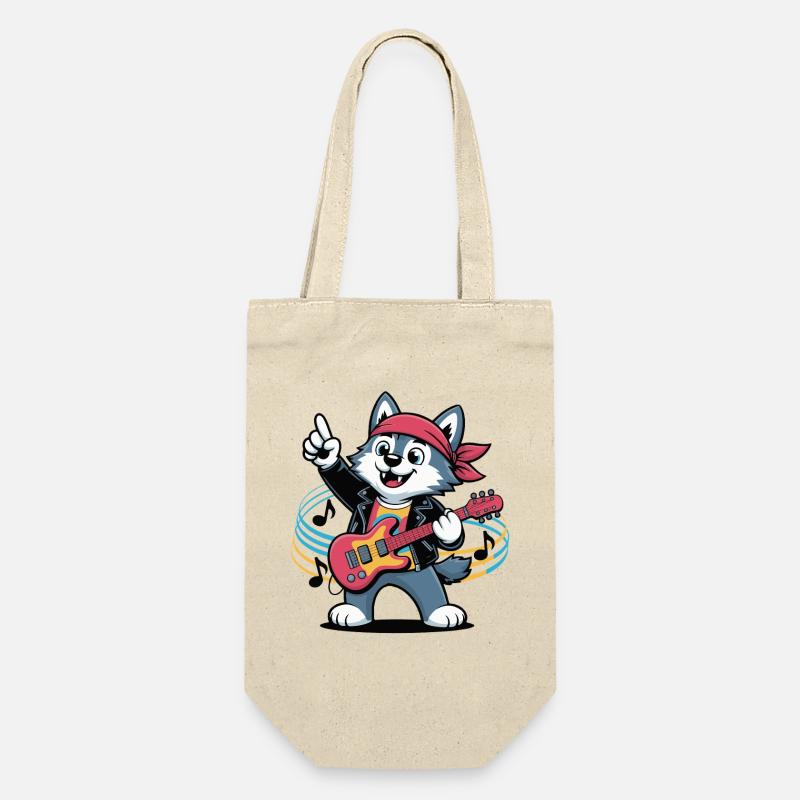 Cat Guitar - Gift Bag for Bottles - nature