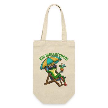 Sommerfrosch im Strandstuhl - Geschenkbeutel für Flaschen - Natur - Vorne