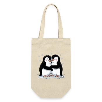 Pinguin Paar Pärchen Verliebt Valentinstag - Geschenkbeutel für Flaschen - Natur - Vorne