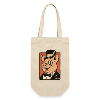 Vintage pig in top hat and suit - Gift Bag for Bottles - nature - Front