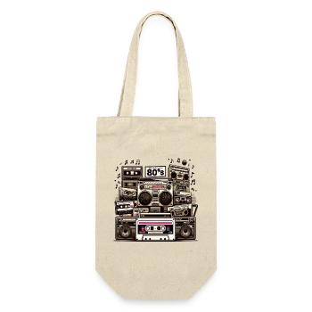 Kassetten-Ära Boombox Collage - Geschenkbeutel für Flaschen - Natur - Vorne