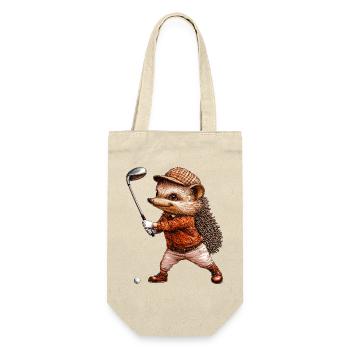 Igel Golf - Geschenkbeutel für Flaschen - Natur - Vorne