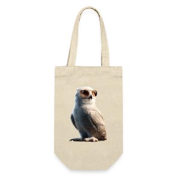 Schneeeule Weiße Eule Kauz Uhu Owl Schnee Eulen - Geschenkbeutel für Flaschen - Natur - Vorne