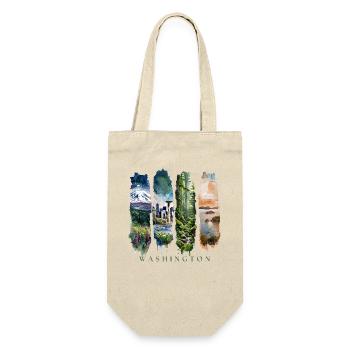 Washington Travel – Evergreen & Skyline Vibes - Geschenkbeutel für Flaschen - Natur - Vorne