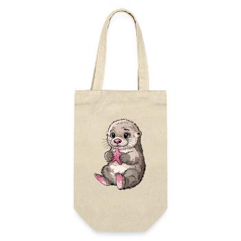  Niedlicher Baby Seeotter Mit Rosa Seestern Für - Geschenkbeutel für Flaschen - Natur - Vorne