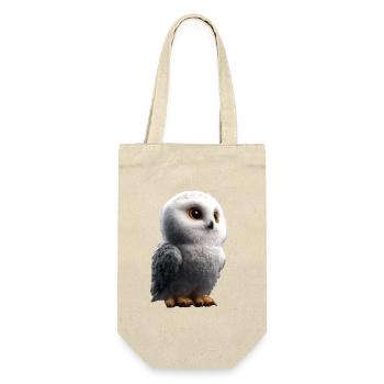 Schneeeule Weiße Eule Kauz Uhu Owl Schnee Eulen - Geschenkbeutel für Flaschen - Natur - Vorne