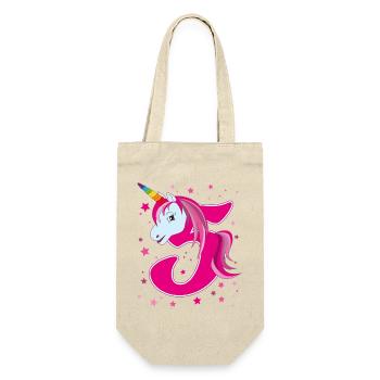 Unicorn, 5 years old, 5th birthday, child - Gift Bag for Bottles - nature - Front