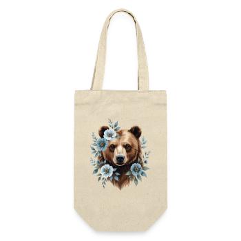 Bear with blue flower frame - Gift Bag for Bottles - nature - Front
