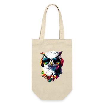 Schneeeule Weiße Eule Kauz Uhu Owl Schnee Eulen - Geschenkbeutel für Flaschen - Natur - Vorne