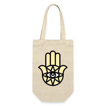 Hamsa Hand der Fatima - Geschenkbeutel für Flaschen - Natur - Vorne