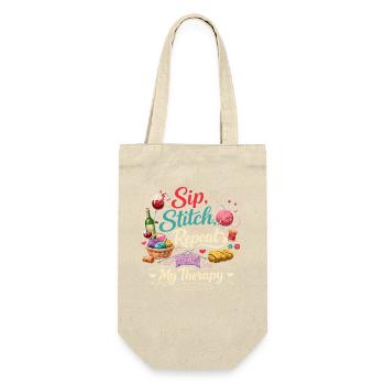 Sip Stitch Repeat Therapy - Gift Bag for Bottles - nature - Front
