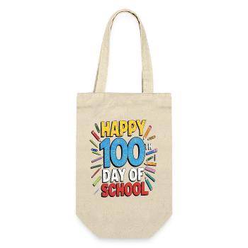 Hundertster Schultag Jubel Design - Geschenkbeutel für Flaschen - Natur - Vorne