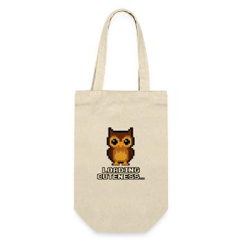 Pixel Eulen Loading Cuteness - Geschenkbeutel für Flaschen - Natur - Vorne
