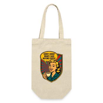 Bevor Kaffee – Retro Meme - Geschenkbeutel für Flaschen - Natur - Vorne