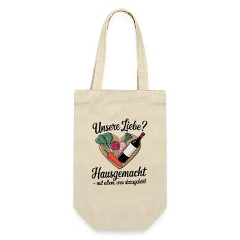  Unsere Liebe Hausgemacht Mit Allem Was Dazugehört - Geschenkbeutel für Flaschen - Natur - Vorne