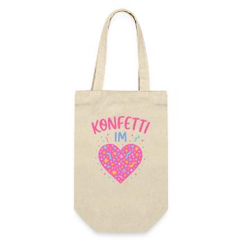 Karneval Konfetti Im Herzen Fastnacht Fasching  - Geschenkbeutel für Flaschen - Natur - Vorne