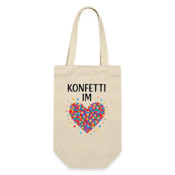 Karneval Konfetti Im Herzen Fastnacht Fasching  - Geschenkbeutel für Flaschen - Natur - Vorne
