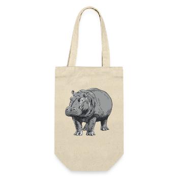 Graue Hippo Linienkunst - Geschenkbeutel für Flaschen - Natur - Vorne