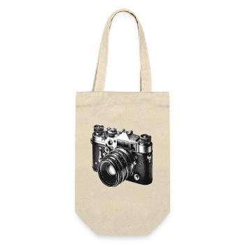 Caméra vintage en noir et blanc - Sac à bouteille - nature - Devant
