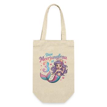 This Mermaid Is 3 Girls 3rd Birthday - Gift Bag for Bottles - nature - Front