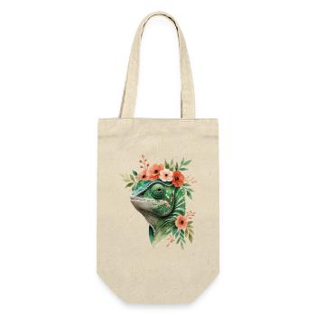 Blütenkranz mit Chamäleon - Geschenkbeutel für Flaschen - Natur - Vorne