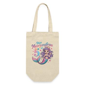 This Mermaid Is 5 Girls 5th Birthday - Gift Bag for Bottles - nature - Front