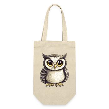 Nachtwald Eulenillustration mit großen Augen - Geschenkbeutel für Flaschen - Natur - Vorne