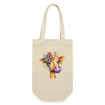 Giraffe portrait with floral wreath - Gift Bag for Bottles - nature - Front