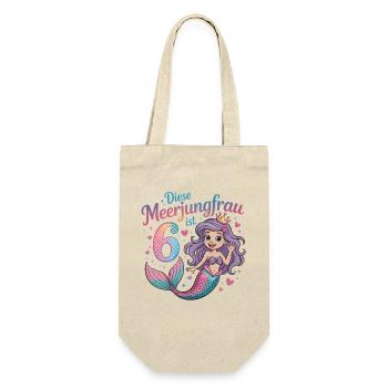 This Mermaid Is 6 Girls 6th Birthday - Gift Bag for Bottles - nature - Front