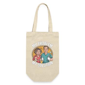 Orthodontic Hygienist My Problem My Pictogram Dad - Geschenkbeutel für Flaschen - Natur - Vorne