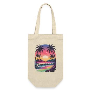  Retro Tropischer Sonnenuntergang Surfer Strand - Geschenkbeutel für Flaschen - Natur - Vorne