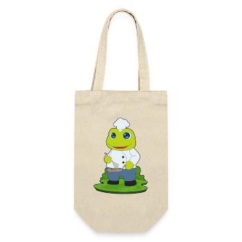 Frosch Koch Pfanne Kochen - Geschenkbeutel für Flaschen - Natur - Vorne