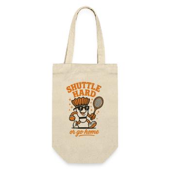 Shuttle Hard | Badminton Motivation Saying - Gift Bag for Bottles - nature - Front