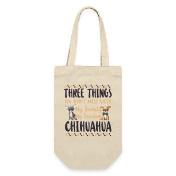 Chihuahua Chihuahueño Three Things - Geschenkbeutel für Flaschen - Natur - Vorne