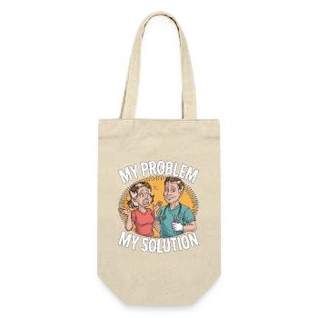 Periodontist Hygienist My Problem My Pictogram Dad - Geschenkbeutel für Flaschen - Natur - Vorne