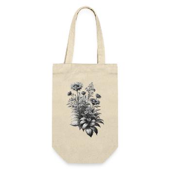 Gray Botanical Flower Bouquet Illustration - Gift Bag for Bottles - nature - Front
